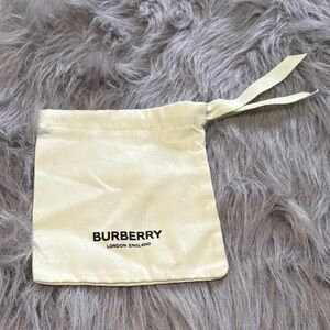 Burberry Cream Satin Drawstring Pouch with Black Logo